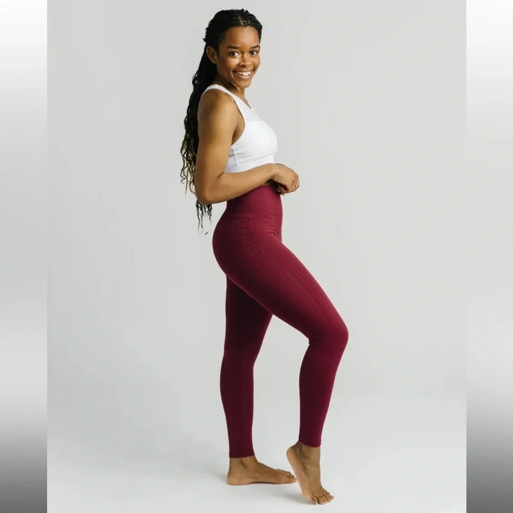Zyia Scarlet Ribbed Seamless Leggings 7/8 24” Sz L - Picture 6 of 11